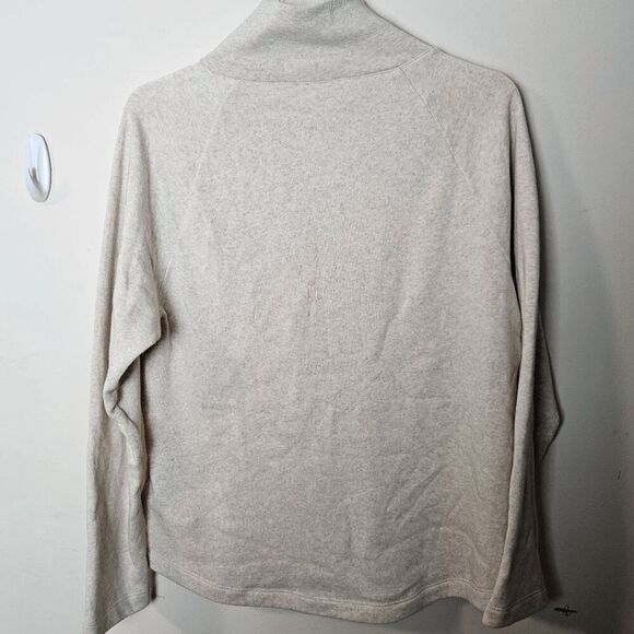J. Crew Wide Button Collar Long Sleeve Tunic Sweater BT357 Women's Cream Size Me - Picture 2 of 5